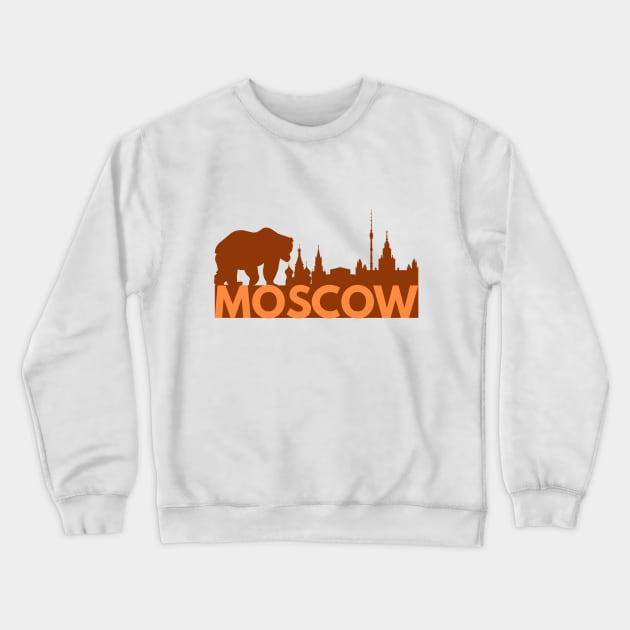 Moscow Skyline and Russian Bear Crewneck Sweatshirt by NorseTech